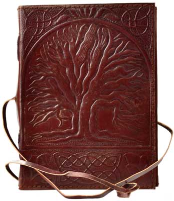 Sacred Oak Tree Leather Blank Book W- Cord