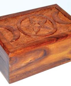 4" X 6" Triple Moon Pentagram Wood Box