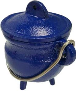 3" Blue Cast Iron Cauldron