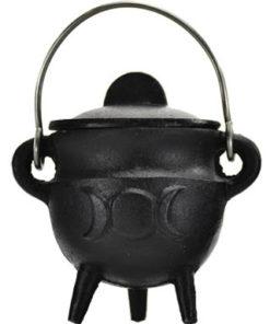 Triple Moon Cast Iron Cauldron W- Lid 2 3-4"