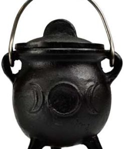 3" Triple Moon Cast Iron Cauldron W- Lid