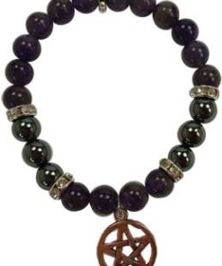 8mm Amethyst- Hematite With Pentagram