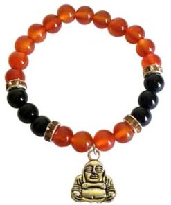 8mm Carnelian- Black Onyx With Buddha