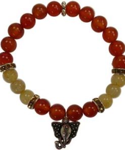 8mm Carnelian- Rutilated Quartz With Ganesha
