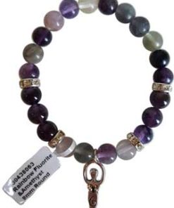 8mm Fluorite- Amethyst Stone With Goddess