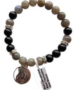 8mm Blue Labradorite & Black Tourmaline - Wolf