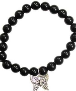 Black Obsidian Hope Butterfly Silver