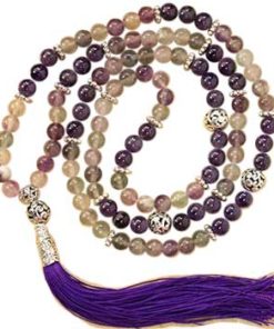 Fluorite & Amethyst Ball Elastic Mala