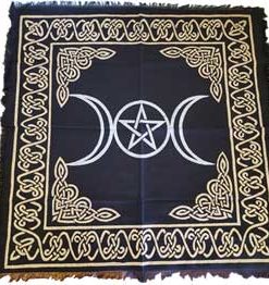 Triple Moon Pentagram Altar Cloth 24" X 24"