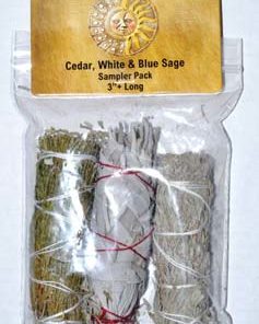 Cedar, White & Blue Sage Smudge Stick 3-pack 4"