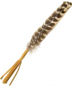Leather Wrapped Smudging Feather 10"