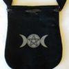 Triple Moon & Pentagram Velveteen Black Bag  5"
