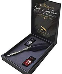 Steampunk Pen With Black & Amaranth Ink Calligraphy Set