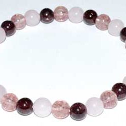 6mm Rose Qtz, Strawberry Qtz & Garnet Bracelet