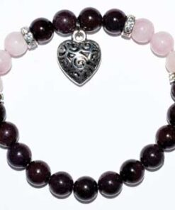 8mm Garnet- Rose Quartz With Heart