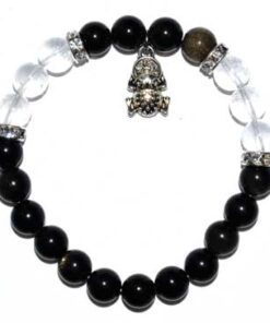 8mm Obsidian, Goldsheen- Quartz With Frog