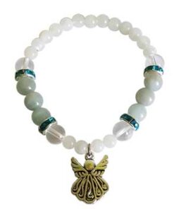 8mm Rainbow Moonstone & Aquamarine- Angel