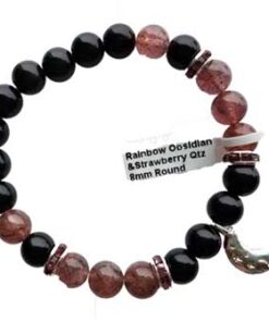 8mm Rainbow Obsidian & Strawberry Quartz - Moon