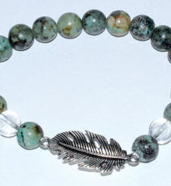 8mm Turquoise- Quartz With Feather