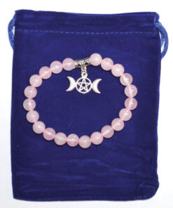 8mm Rose Quartz & Triple Moon Bracelet