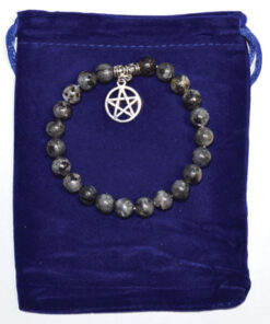 8mm Larvikite & Pentagram Bracelet